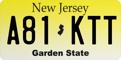 NJ license plate A81KTT