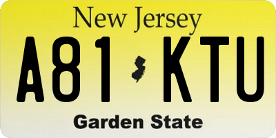 NJ license plate A81KTU