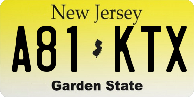 NJ license plate A81KTX