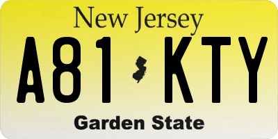 NJ license plate A81KTY
