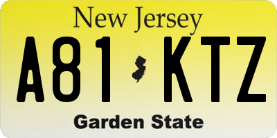 NJ license plate A81KTZ