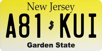 NJ license plate A81KUI
