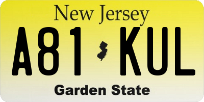 NJ license plate A81KUL