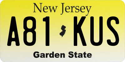 NJ license plate A81KUS