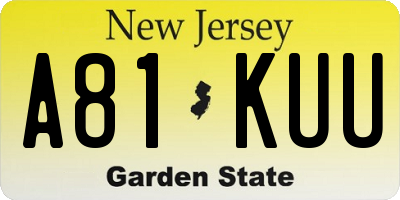 NJ license plate A81KUU