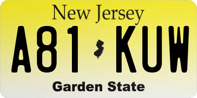 NJ license plate A81KUW