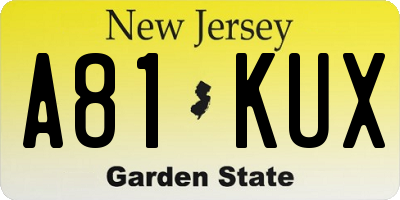 NJ license plate A81KUX