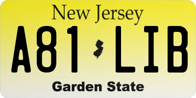 NJ license plate A81LIB