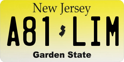 NJ license plate A81LIM