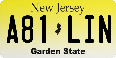 NJ license plate A81LIN