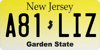 NJ license plate A81LIZ
