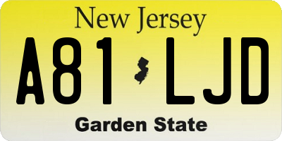 NJ license plate A81LJD