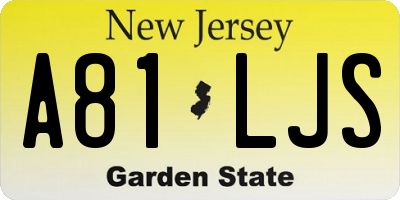NJ license plate A81LJS