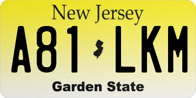 NJ license plate A81LKM