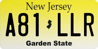 NJ license plate A81LLR