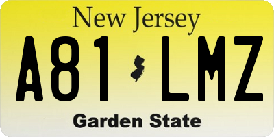 NJ license plate A81LMZ