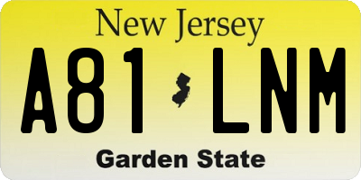 NJ license plate A81LNM