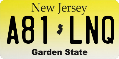 NJ license plate A81LNQ