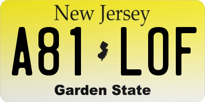 NJ license plate A81LOF