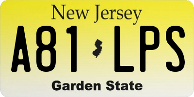 NJ license plate A81LPS