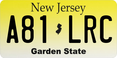 NJ license plate A81LRC