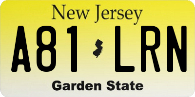 NJ license plate A81LRN