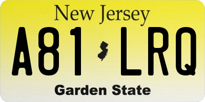 NJ license plate A81LRQ