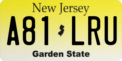 NJ license plate A81LRU