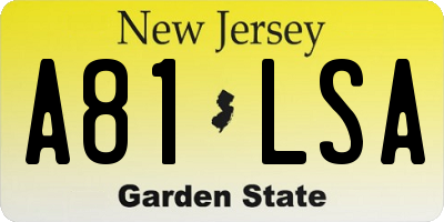 NJ license plate A81LSA
