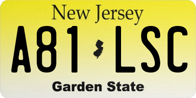 NJ license plate A81LSC