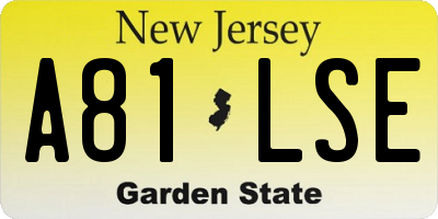 NJ license plate A81LSE