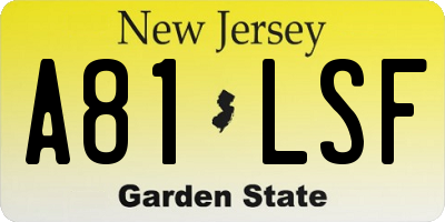 NJ license plate A81LSF