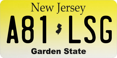 NJ license plate A81LSG