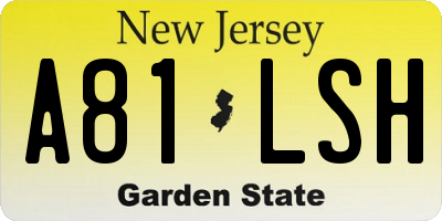 NJ license plate A81LSH