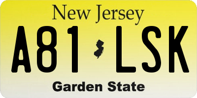 NJ license plate A81LSK