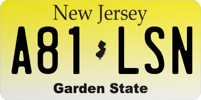 NJ license plate A81LSN