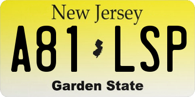 NJ license plate A81LSP