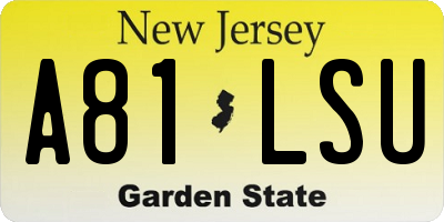 NJ license plate A81LSU