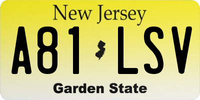 NJ license plate A81LSV