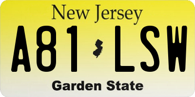 NJ license plate A81LSW