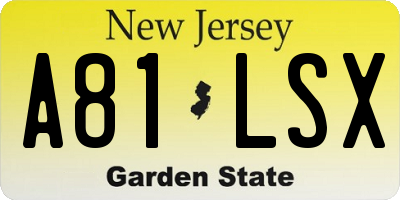 NJ license plate A81LSX