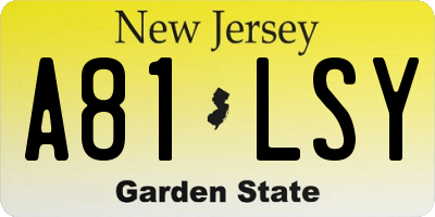 NJ license plate A81LSY