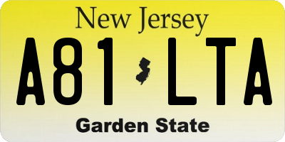 NJ license plate A81LTA