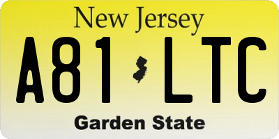 NJ license plate A81LTC