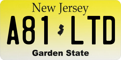 NJ license plate A81LTD