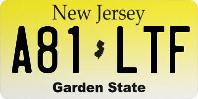 NJ license plate A81LTF