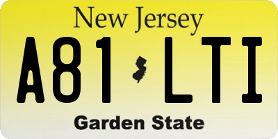 NJ license plate A81LTI