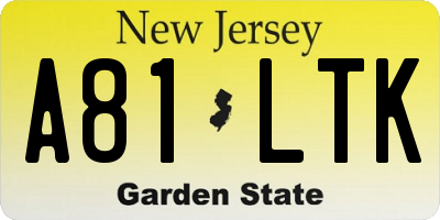 NJ license plate A81LTK