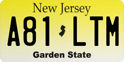 NJ license plate A81LTM