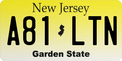 NJ license plate A81LTN